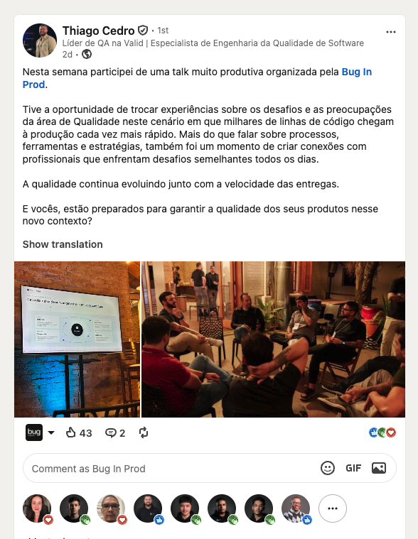 Post de Thiago Cedro no LinkedIn